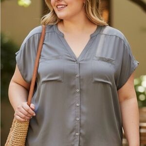 NWT Torrid Harper Dolman Blouse | Size 2X (18/20) Deep Gray Button Front